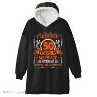 50th Wedding Anniversary 50 Years Married Husband & Wife Hooded Wearable Blanket thumb 0