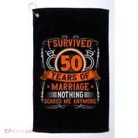 50th Wedding Anniversary 50 Years Married Husband & Wife Golf Towel thumb 0