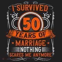 50th Wedding Anniversary 50 Years Married Husband & Wife Zone Performance Long-Sleeve T-Shirt thumb 2