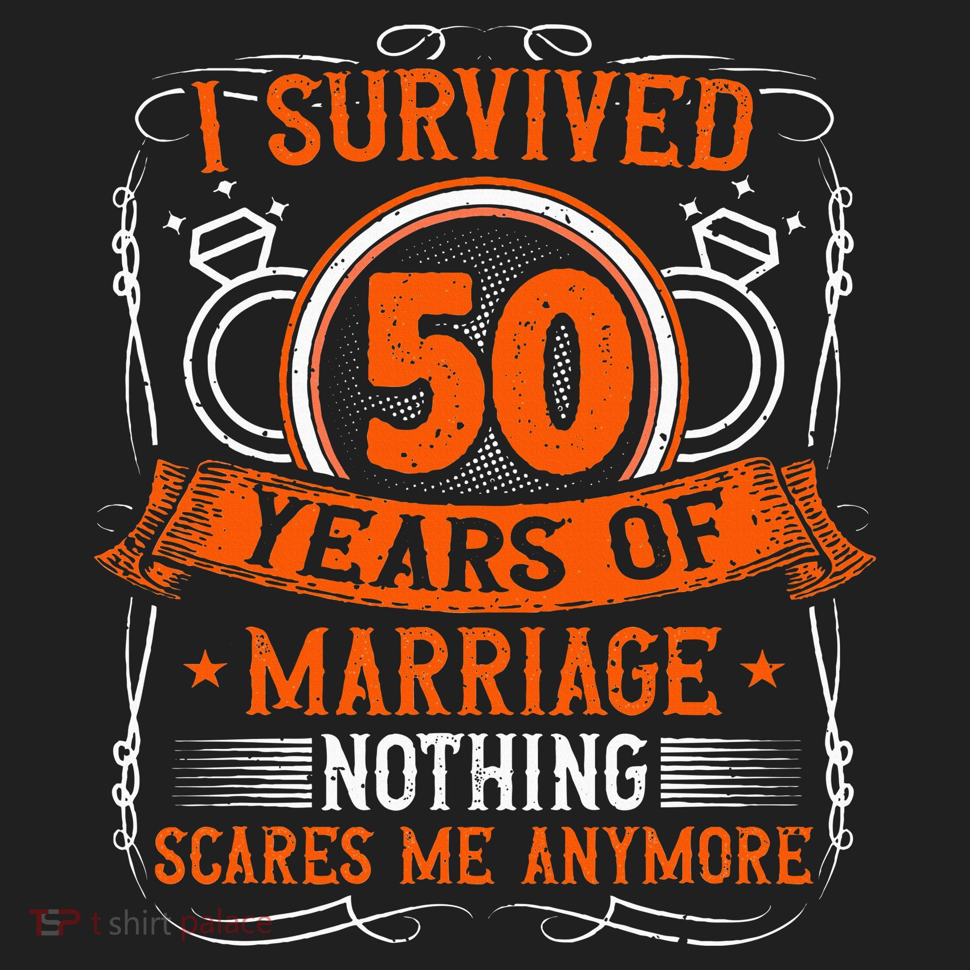 50th Wedding Anniversary 50 Years Married Husband & Wife Zone Performance Long-Sleeve T-Shirt