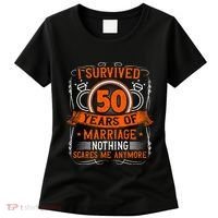 50th Wedding Anniversary 50 Years Married Husband & Wife Women's T-Shirt thumb 0