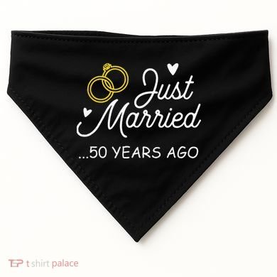 50th Wedding Anniversary Just Married 50 Years Ago USA-Made Doggie Bandana