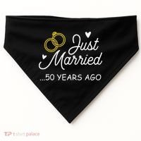 50th Wedding Anniversary Just Married 50 Years Ago USA-Made Doggie Bandana thumb 0