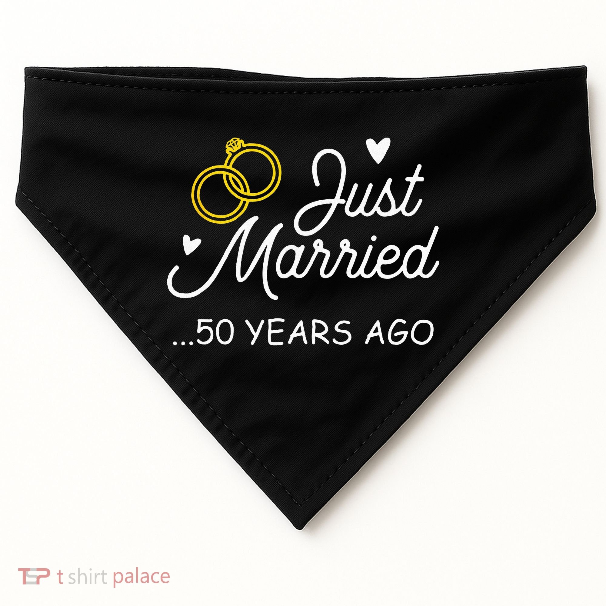 50th Wedding Anniversary Just Married 50 Years Ago USA-Made Doggie Bandana