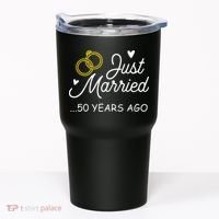 50th Wedding Anniversary Just Married 50 Years Ago Tumbler thumb 0