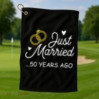 50th Wedding Anniversary Just Married 50 Years Ago Golf Towel thumb 1