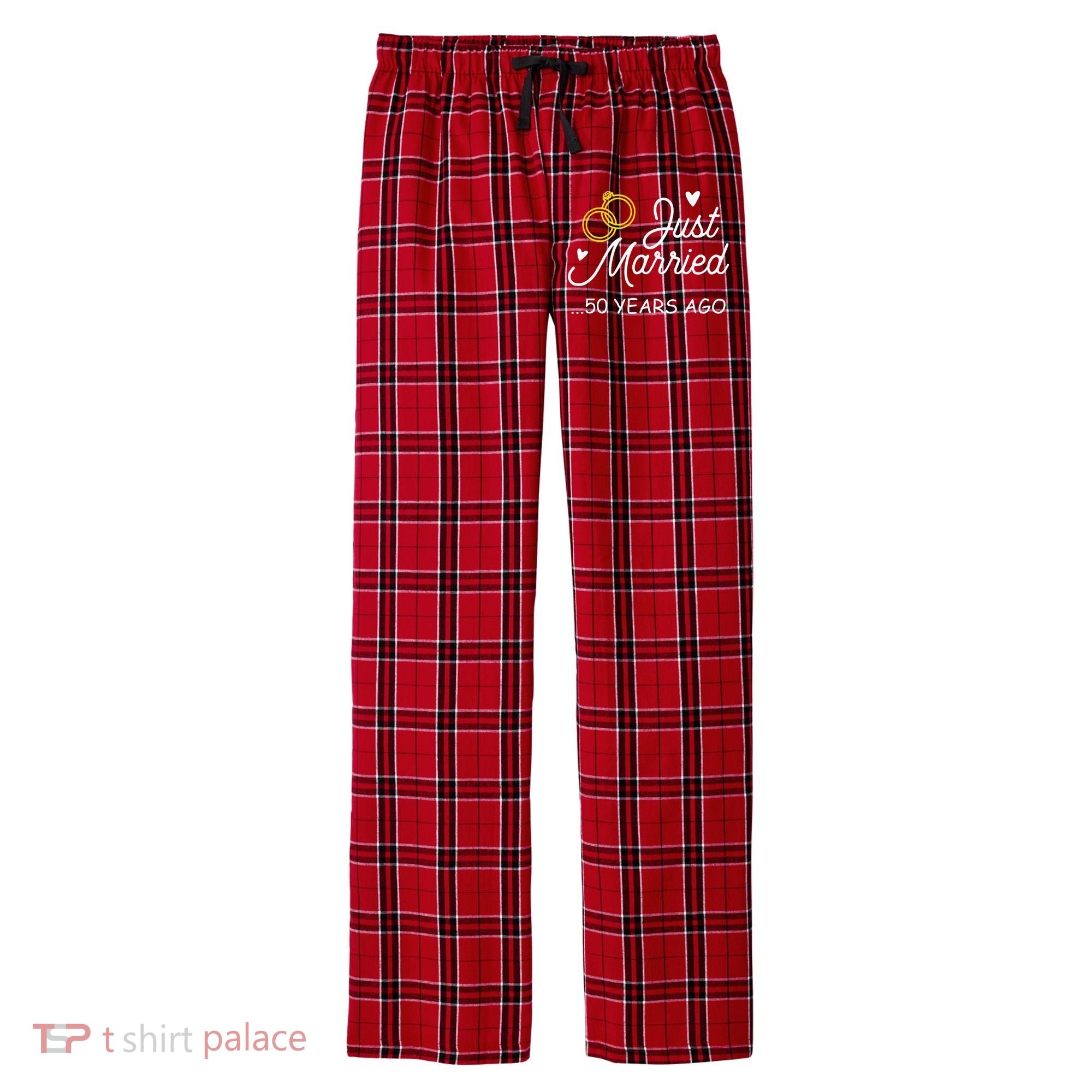 50th Wedding Anniversary Just Married 50 Years Ago Men's Flannel Plaid Pajama Pants