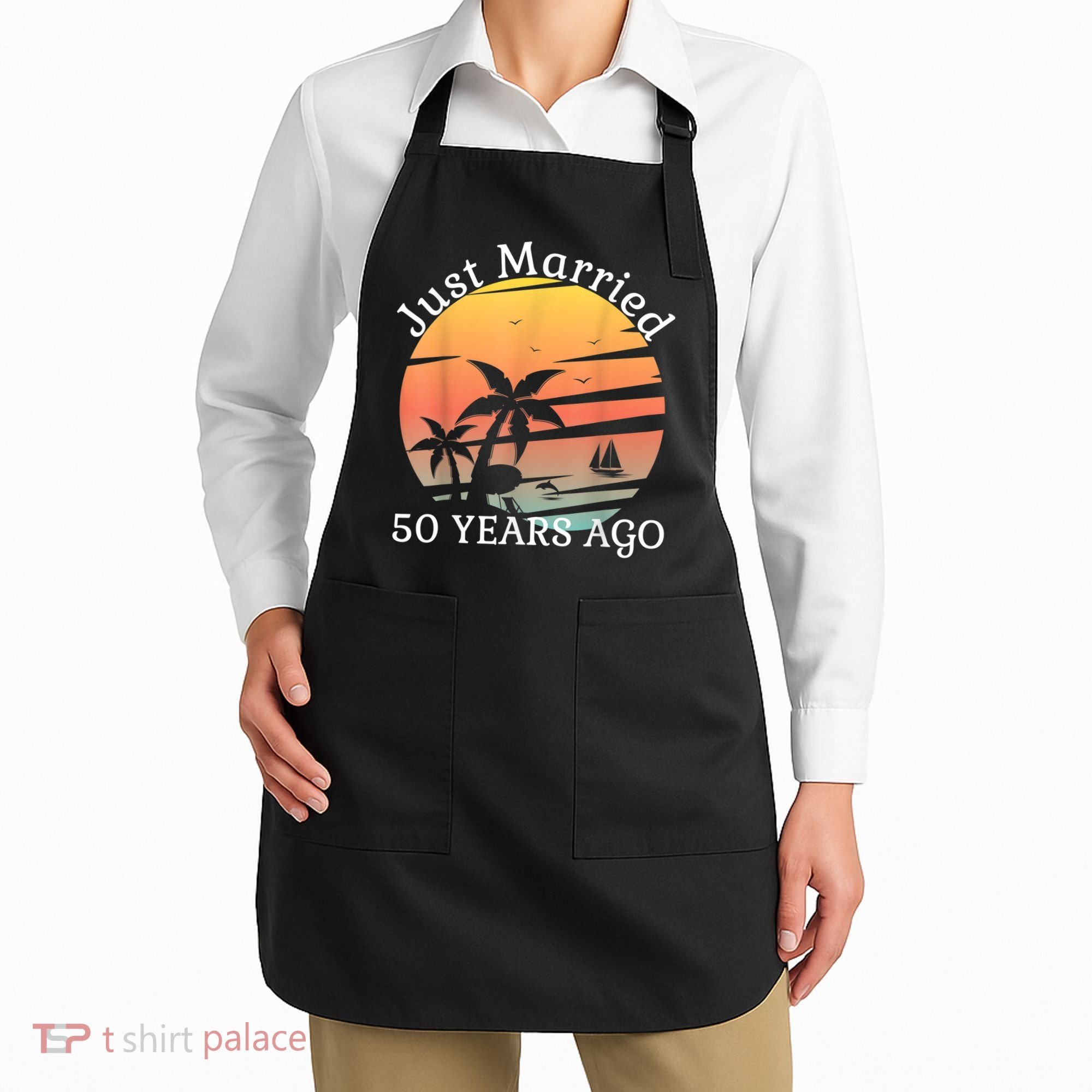 50th Wedding Anniversary Cruise Just Married 50 Years Apron