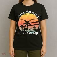 50th Wedding Anniversary Cruise Just Married 50 Years T-Shirt thumb 4