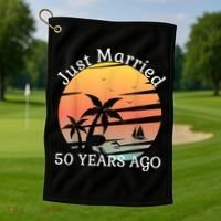 50th Wedding Anniversary Cruise Just Married 50 Years Golf Towel thumb 1