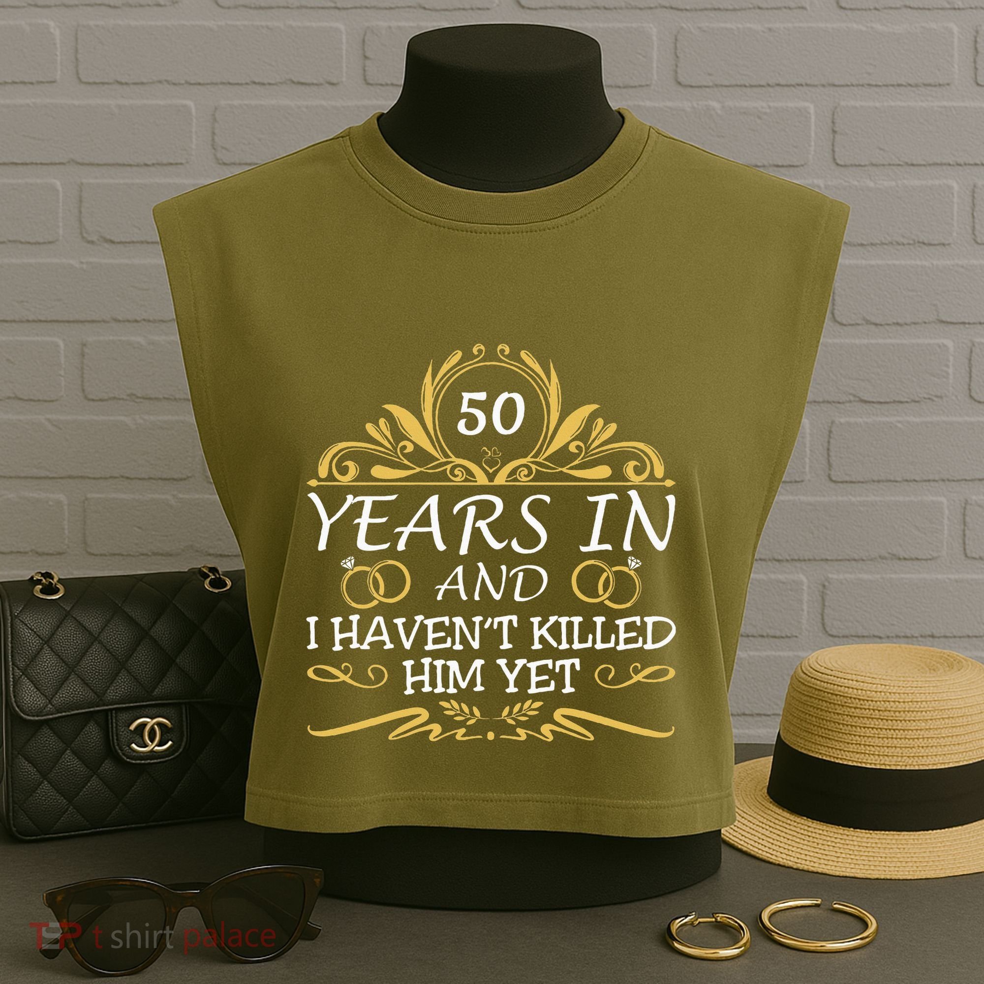 50th Wedding Anniversary Husband Wife Garment-Dyed Women's Muscle Tee