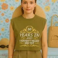 50th Wedding Anniversary Husband Wife Garment-Dyed Women's Muscle Tee thumb 4