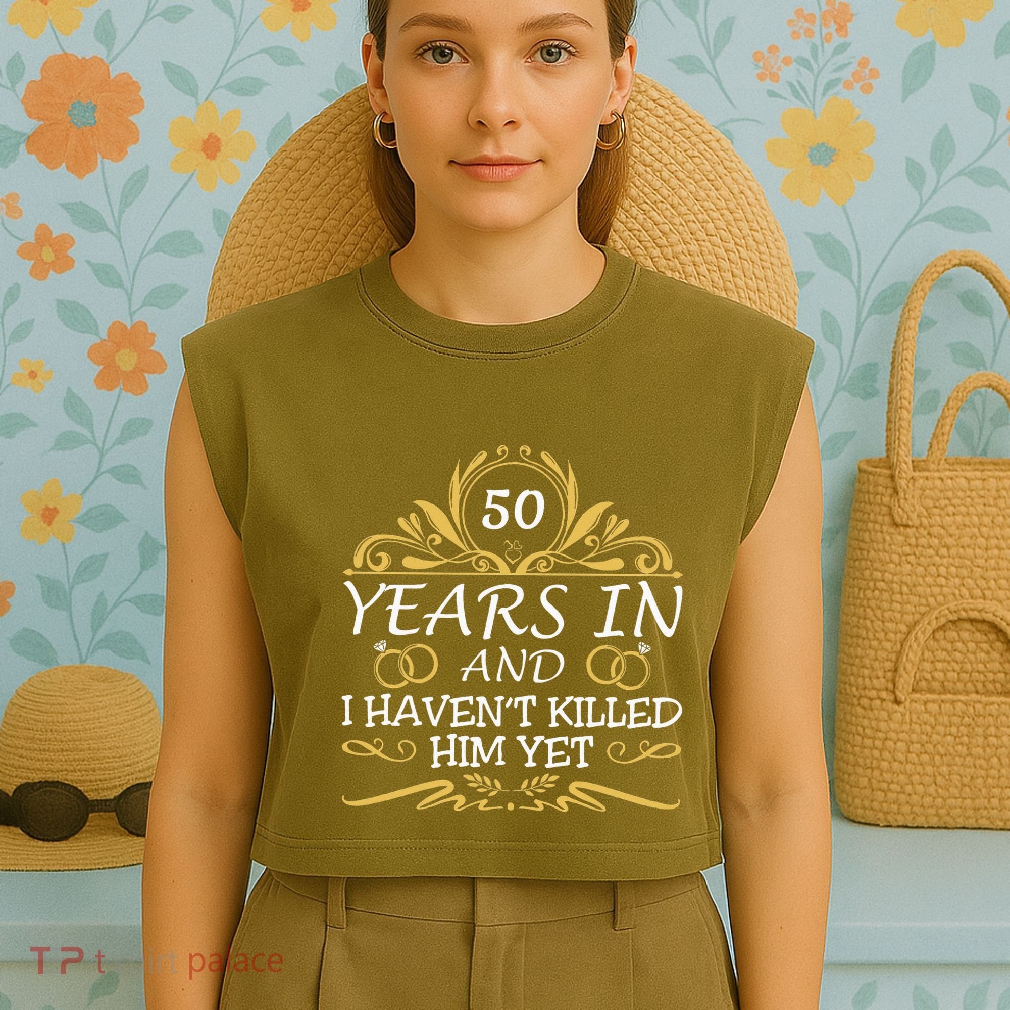 50th Wedding Anniversary Husband Wife Garment-Dyed Women's Muscle Tee