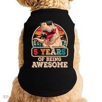 5 Years Awesome T Rex Dinosaur 5th Birthday Dino Boys Kids Doggie Tank thumb 0