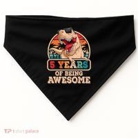 5 Years Awesome T Rex Dinosaur 5th Birthday Dino Boys Kids USA-Made Doggie Bandana thumb 0
