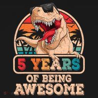 5 Years Awesome T Rex Dinosaur 5th Birthday Dino Boys Kids Magnet thumb 1