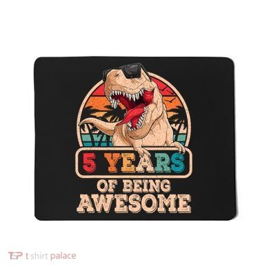 5 Years Awesome T Rex Dinosaur 5th Birthday Dino Boys Kids Mousepad
