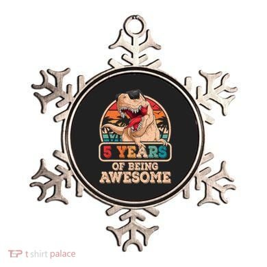 5 Years Awesome T Rex Dinosaur 5th Birthday Dino Boys Kids Ornament