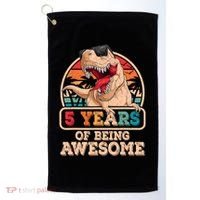 5 Years Awesome T Rex Dinosaur 5th Birthday Dino Boys Kids Golf Towel thumb 0
