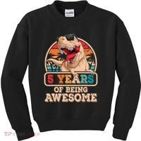 5 Years Awesome T Rex Dinosaur 5th Birthday Dino Boys Kids Kids Sweatshirt thumb 0