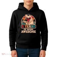 5 Years Awesome T Rex Dinosaur 5th Birthday Dino Boys Kids Kids Hoodie thumb 4