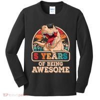 5 Years Awesome T Rex Dinosaur 5th Birthday Dino Boys Kids Kids Long Sleeve Shirt thumb 0