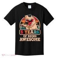 5 Years Awesome T Rex Dinosaur 5th Birthday Dino Boys Kids Kids T-Shirt thumb 0