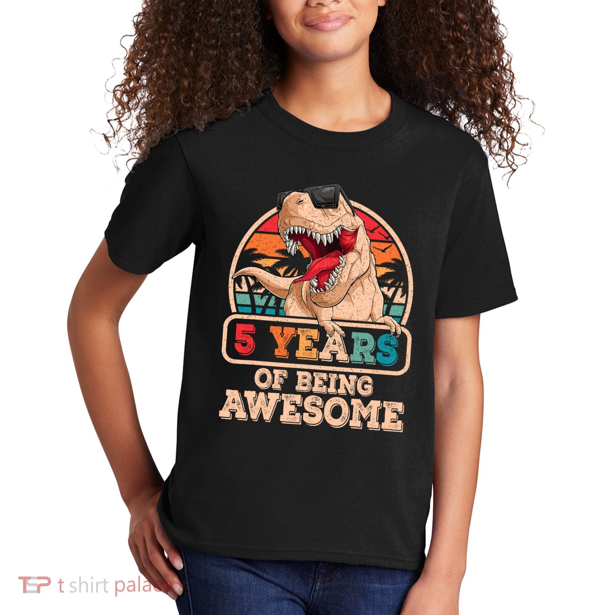 5 Years Awesome T Rex Dinosaur 5th Birthday Dino Boys Kids Kids T-Shirt