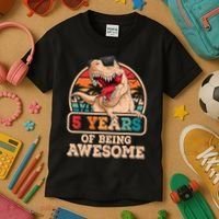 5 Years Awesome T Rex Dinosaur 5th Birthday Dino Boys Kids Kids T-Shirt thumb 3