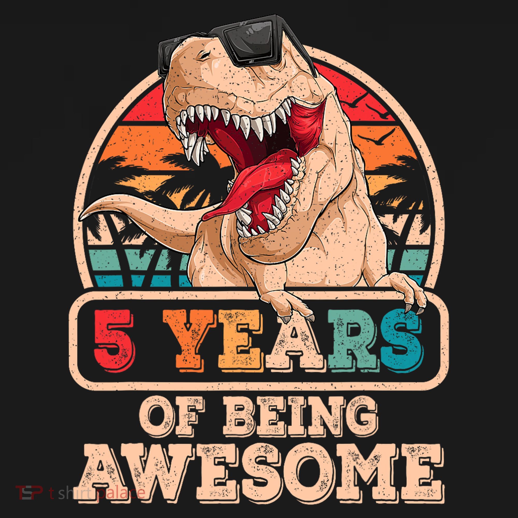 5 Years Awesome T Rex Dinosaur 5th Birthday Dino Boys Kids Kids T-Shirt
