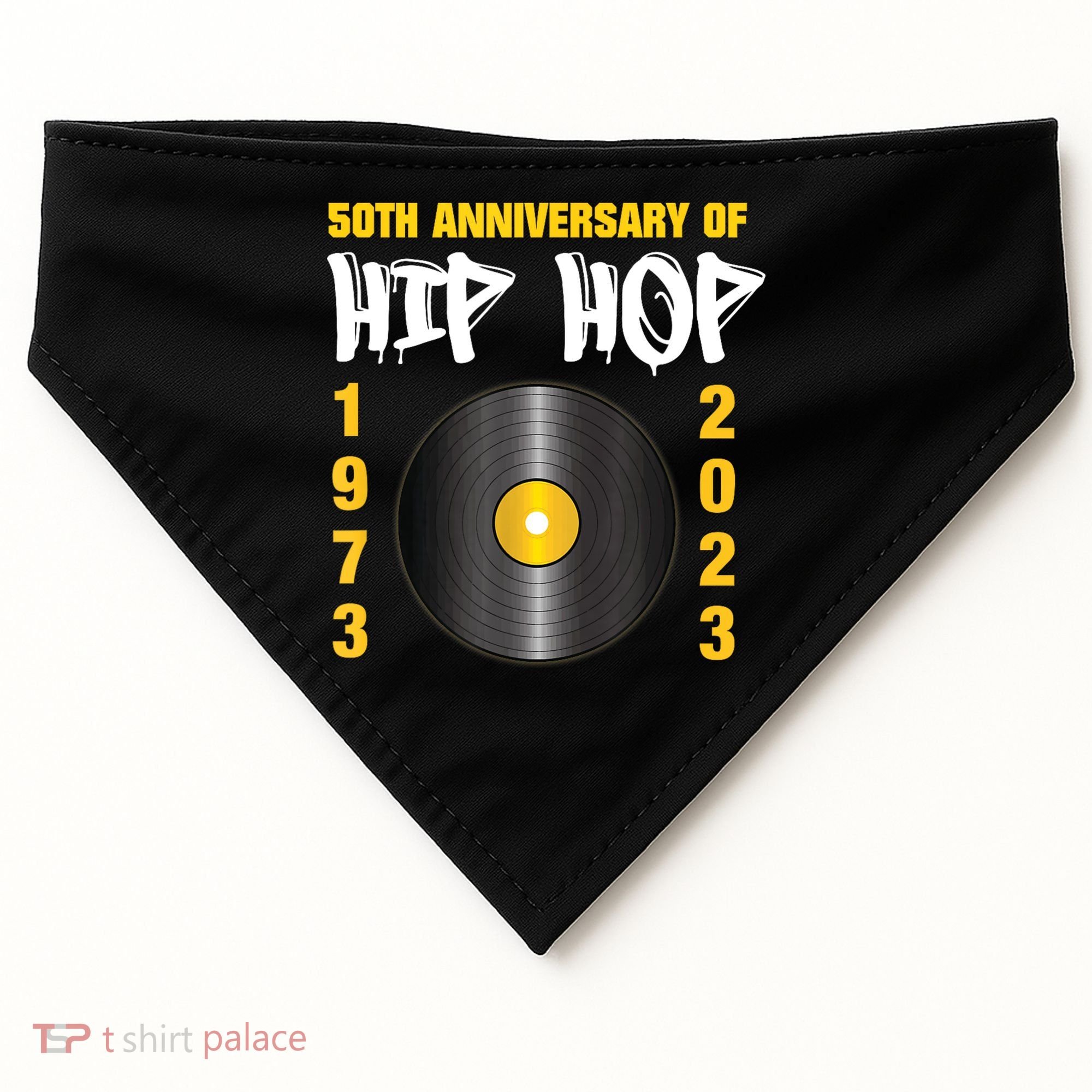 50 Years Hip Hop Vinyl Retro | 50th Anniversary Celebration USA-Made Doggie Bandana