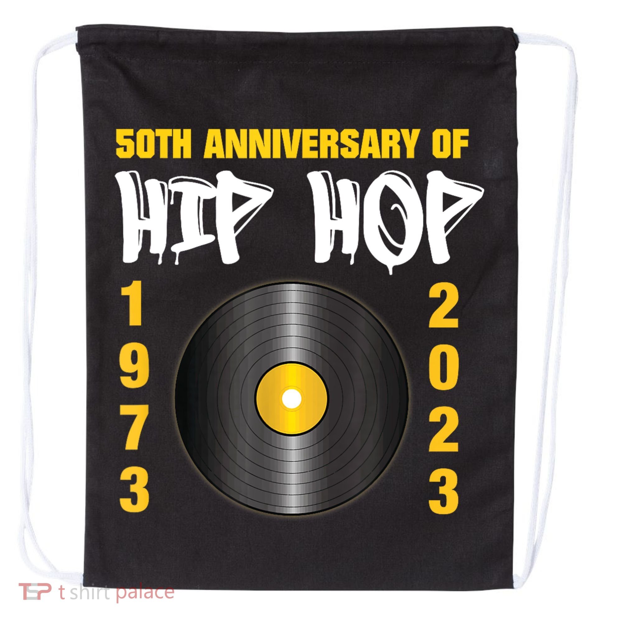 50 Years Hip Hop Vinyl Retro | 50th Anniversary Celebration Drawstring Bag