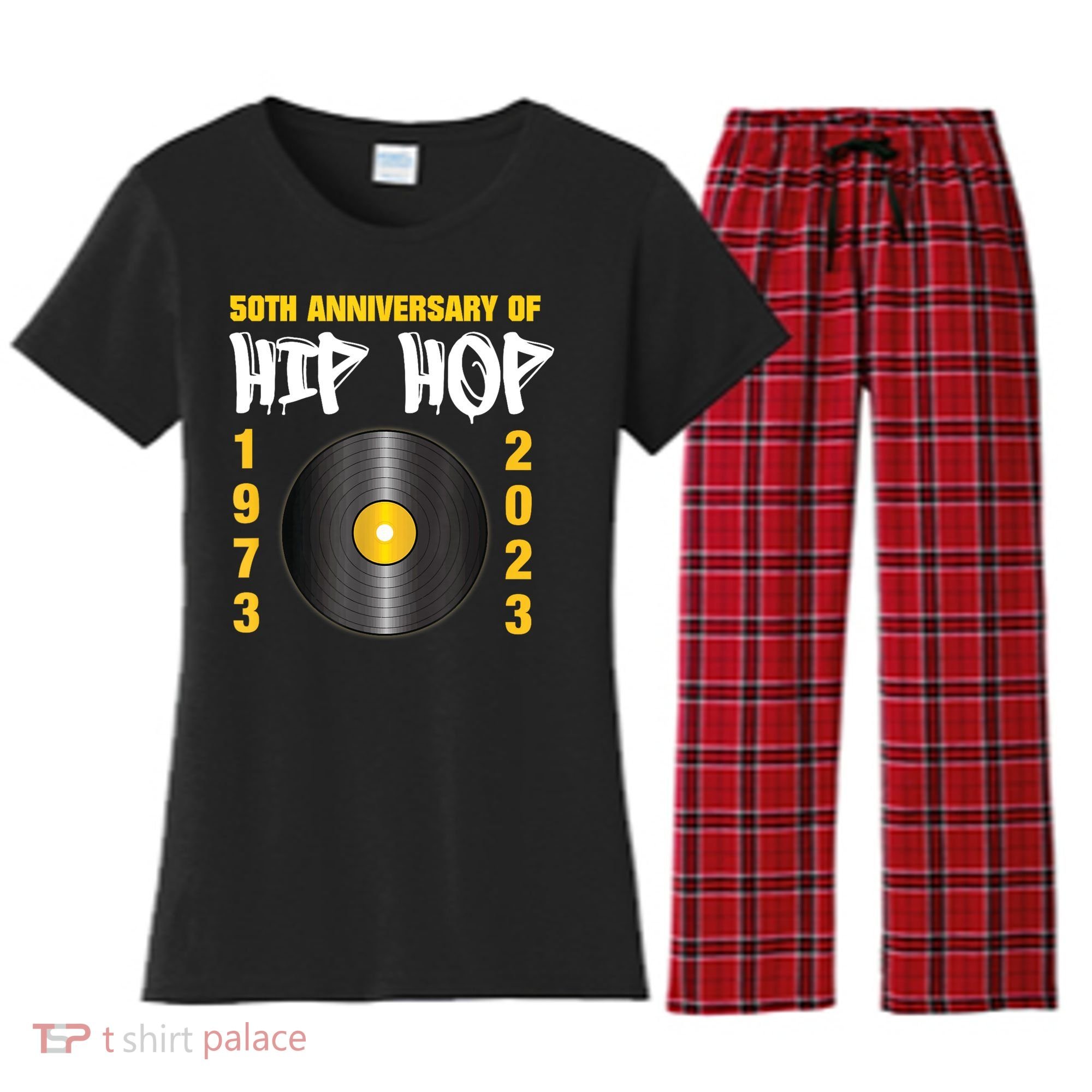 50 Years Hip Hop Vinyl Retro | 50th Anniversary Celebration Women's Flannel Pajama Set