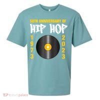 50 Years Hip Hop Vinyl Retro | 50th Anniversary Celebration Sueded Cloud Jersey T-Shirt thumb 0