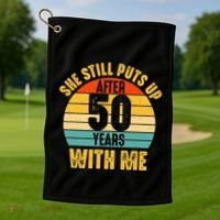 50 Year Marriage Husband 50th Wedding Anniversary Golf Towel thumb 1