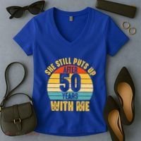 50 Year Marriage Husband 50th Wedding Anniversary Women's V-Neck T-Shirt thumb 2