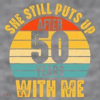 50 Year Marriage Husband 50th Wedding Anniversary Women's Racerback Cropped Tank thumb 2