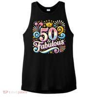 50 Year Old & Fabulous 50th Birthday Cute Ladies PosiCharge Tri-Blend Wicking Tank thumb 0