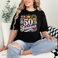50 Year Old & Fabulous 50th Birthday Cute Comfort Colors T-Shirt thumb 2