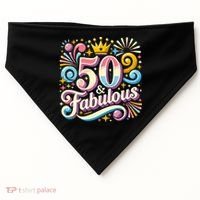 50 Year Old & Fabulous 50th Birthday Cute USA-Made Doggie Bandana thumb 0