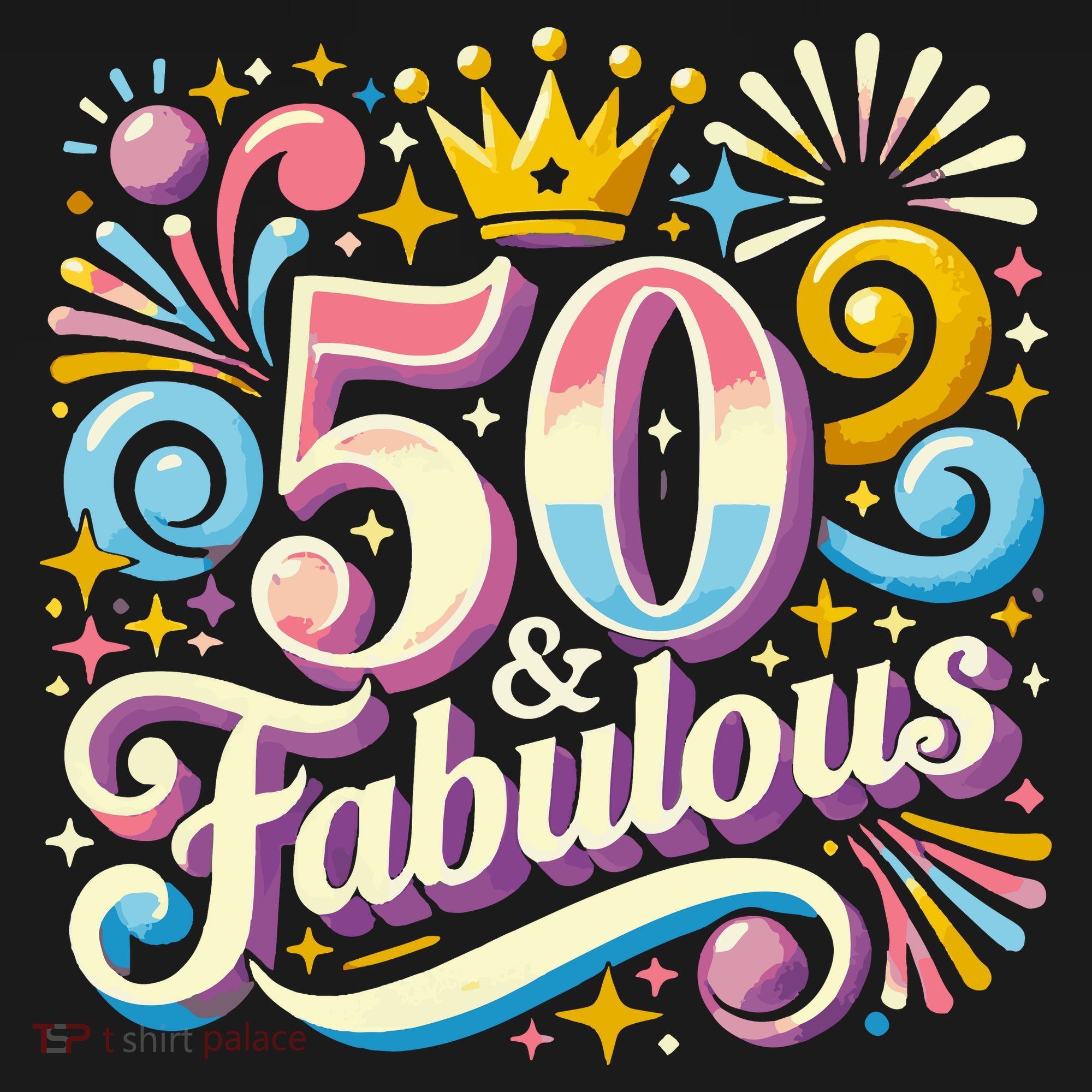 50 Year Old & Fabulous 50th Birthday Cute V-Neck T-Shirt