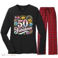50 Year Old & Fabulous 50th Birthday Cute Women's Long Sleeve Flannel Pajama Set  thumb 0