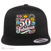 50 Year Old & Fabulous 50th Birthday Cute Flat Bill Trucker Hat thumb 0