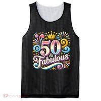 50 Year Old & Fabulous 50th Birthday Cute Mesh Reversible Basketball Jersey Tank thumb 0