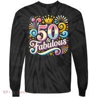 50 Year Old & Fabulous 50th Birthday Cute Tie-Dye Long Sleeve Shirt thumb 0