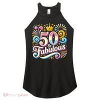 50 Year Old & Fabulous 50th Birthday Cute Women's Perfect Tri Rocker Tank thumb 0
