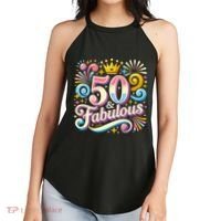 50 Year Old & Fabulous 50th Birthday Cute Women's Perfect Tri Rocker Tank thumb 2