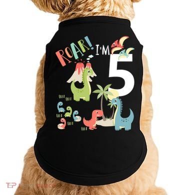 5 Year Old Roar Im 5 5th Birthday Boy T Rex Dinosaur Doggie Tank