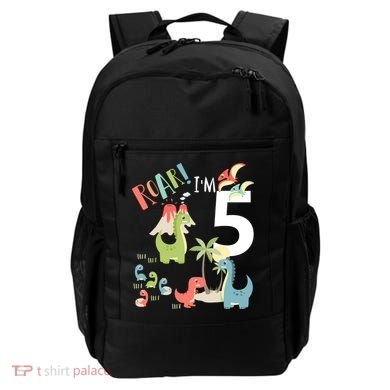 5 Year Old Roar Im 5 5th Birthday Boy T Rex Dinosaur Backpack
