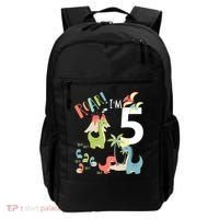 5 Year Old Roar Im 5 5th Birthday Boy T Rex Dinosaur Backpack thumb 0